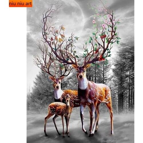 5d Diamond Painting Deer Full Diamond Embroidery Kits Animal DIY Mosaic Moon Handmade Custom Diamond Art Picture Decor