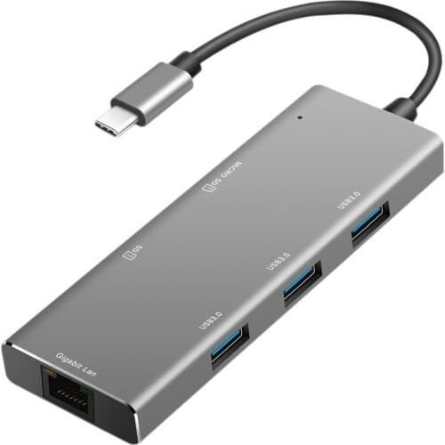 6in1 TYPE-C HUB+ Gigabit Ethernet Interface Low Temperature USB 3.0 Multi-Functional USB Hub For Samsung Huawei