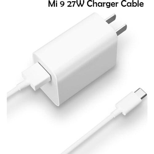 Xiaomi mi 9 27W Fast Charger QC3.0 EU Adapter Type C USB Cable For Mi CC9 CC9e 10 9 8 Se 9T 10T Pro Redmi Note 9 9s K20 K30 Pro