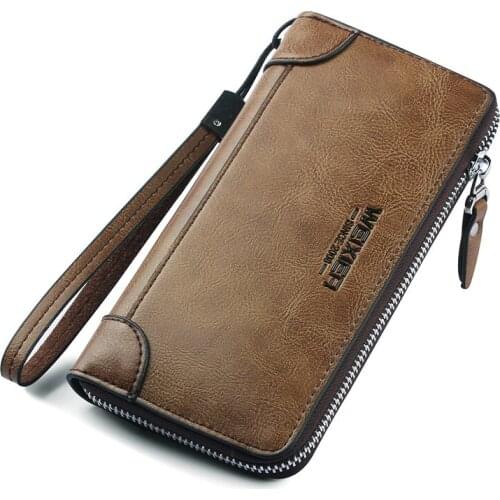 Long Men Wallet Solid Man Purse PU Leather Wallets Male Card Holder Purses Organizer Wallet For Man Coin Phone Pocket Purses