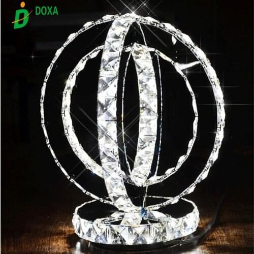 Hot LED Bedside Table Lamp Crystal Mirror Stainless Steel Desktop Decoration Bedside Cabinet Lighting Tischleuchte AC 220V US EU