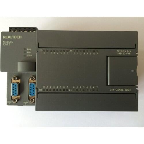 FX1N FX2N 32MR 32MT 3AD 2DA PLC Controller with Case, Analog RS485 Modbus RTU for Mitsubishi FX