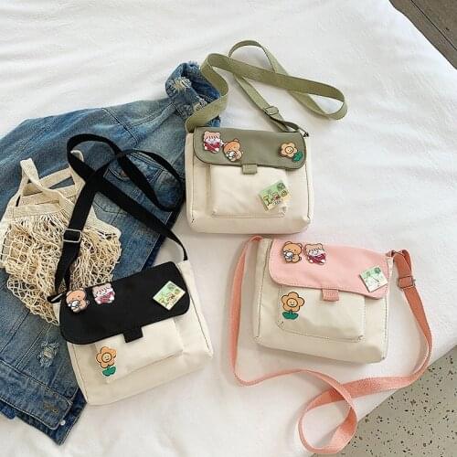 Korea Cute Casual Antique Soft Girl Heart Soft Student Tote Outdoor Shoulder Bag Canvas Handbag Zipper Messenger Bags Main Femme