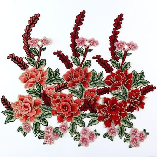 Colorful 3D Applique Flowers Patch Embroidered Sew on Clothes Bags Handmade DIY Craft Ornament motif Fabric