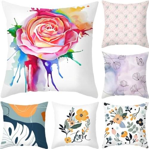 Creativity Floral Pillow Case Leaves Pattern Polyester Cushion Cover Decorate Living Room Sofa Seat Cover