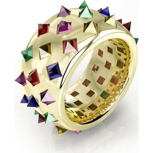 Creative European and American Style Fashion Exaggerated Color Matching Ladies Inlaid Rings Whole Sale Rings