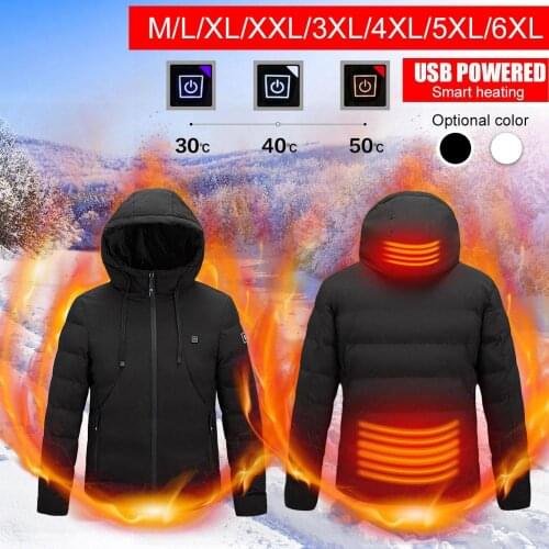 Winter Heating Jacket Men USB Rechargeable Temperature Control Automatic Heater Thermal Waistcoat Fishing Hiking Warm Clothing