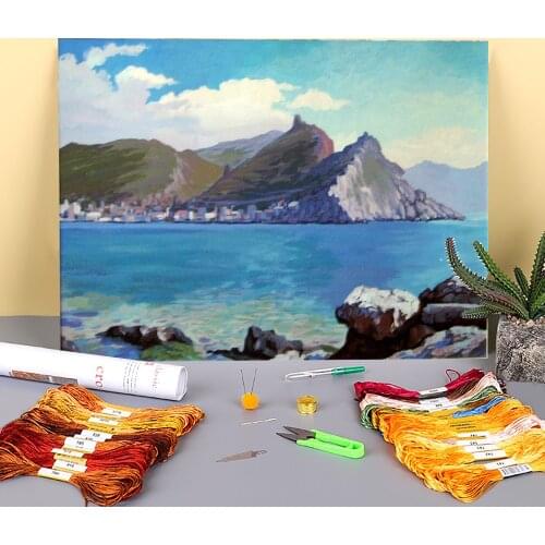 Landscape Balaklava. Etude Printed 11CT Cross Stitch Embroidery Patterns DMC Threads Knitting Handmade Handiwork Stamped