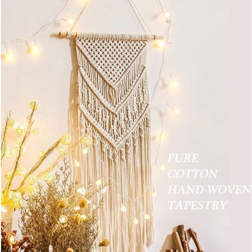 Macrame Wall Hanging Home Decoration Bohemian Handmade Woven Pure Cotton Small Tapestry Geometric Art Decor Beautiful Gifts
