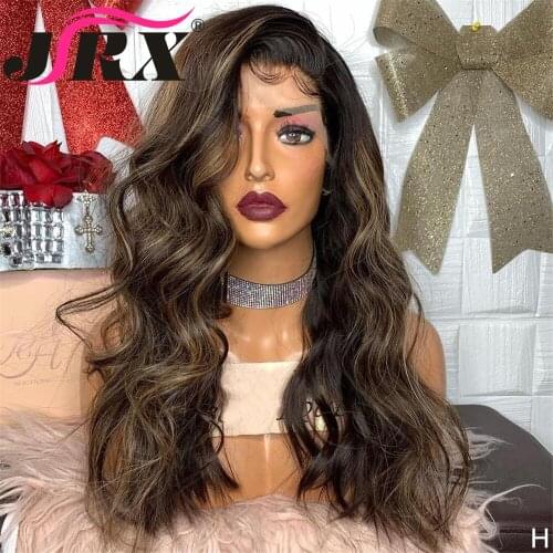 Honey Blonde Deep part Lace front Wigs Glueless Highlight Lace Human Hair Wigs Ombre Color Wigs Brazilian Remy Wavy Wigs