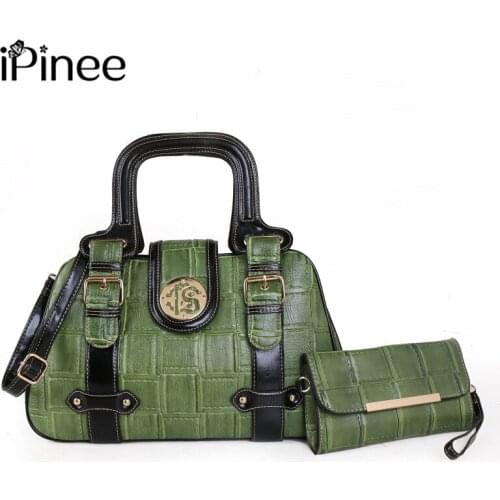 IPinee Fashion Plaid Handbag Women 2021 New PU Leather Boston Shoulder Bag Luxury Design Handle Bag Lady Purse sac
