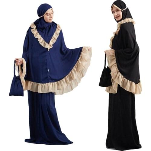 Muslim Prayer Garment Set For Women Full Cover Hijab Dress Abaya Islam Robe Caftan Kaftan Jilbab Arabic Ramadan Islamic Clothes