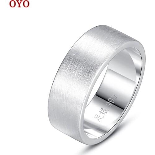 100% 999 sterling silver glossy mens ring