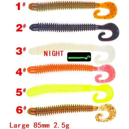 Soft Worm Lure Bait Large 6 Colours 20pcs 2.5g 85mm Long, Small 13 Colours 30pcs 1.8g 60mm Long in Random First Send Your Choice