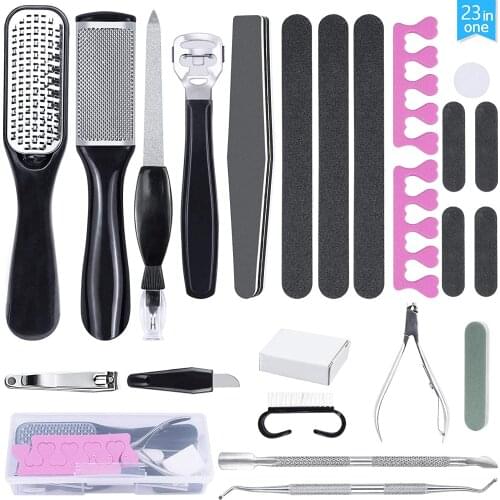 23 in 1 Manicure Set Pedicure Kit Professional Manicure Foot Scrubber Nail Tools Supplies Set Foot Exfoliator Scrub Callus