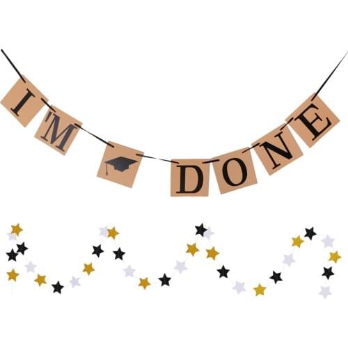 I am Done Bunting Banner Star Hanging Garland Graduation Decor Photo Prop