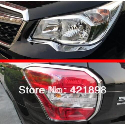 For Subaru Forester 2013 2014 2015 2016 ABS Chrome Head Light And Tail Light Lamp Cover Trim