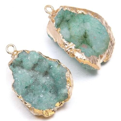 Natural Stone Pendant Water Drop Shape Charm Blue Crystald Cluster For jewelry making DIY necklace accessories Reiki Healing