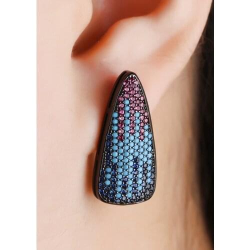 2019 New Trendy Copper Micro Set 148 small Colorful AAA Cubic Zirconias stone Stud Earrings Fashion Jewelry Party Gift Womens