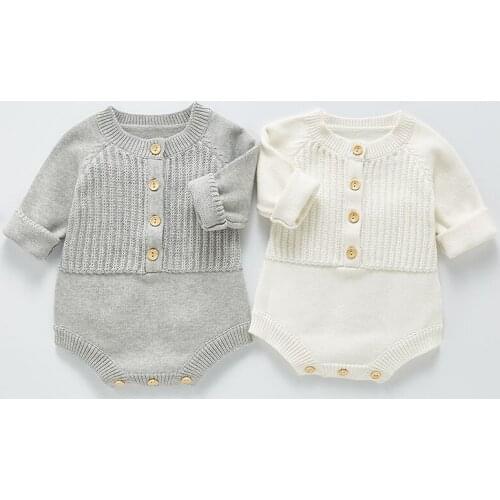 New 2021 Baby Boy Girl Long Sleeve Knit Rompers Spring Baby Boy Girl Rompers Baby Kids Boy Girl Newborn Rompers Clothes