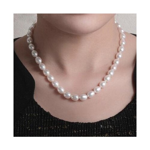 New Arrival Favorite Pearl Jewelry Women AAA 6x9MM White Freshwater Pearl Wedding Bridal Lady Necklace Handmade Lady Gift