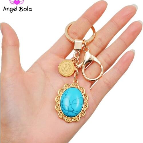 New Jewelry Arab Gifts Middle East Jewelry Free Shipping Blue Gem Allah Keychain for Women Middle East Islam Muslims Key Ring