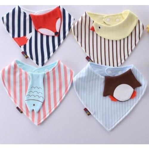 New Style cartoon animals Baby Bibs Bandana Animal Tiger Striped Toddler Newborn Triangle Scarf Feeding Cotton Bibs Cloth