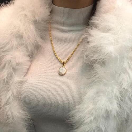 GULCE DERELI, PEARL NECKLACE, NATURAL STONE NECKLACE, CHAIN NECKLACE, GIFT BOX, GOLD/SILVER PLATED