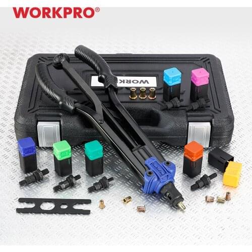 WORKPRO Rivet Nut Gun Riveter Drill Semi-automatic Threaded Rivet Tool 79PC High Leverage Hand Rivet Nut Tool Mandrels Set Kit