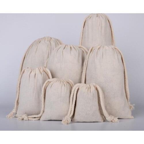 Blank Christmas Storage Cotton Canvas Makeup Bag With Drawstring 6 Sizes Bag For Santa Sacks DIY Print SN2067