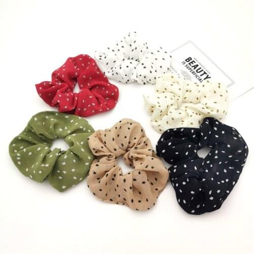 New Style Chiffon Hair Ring Wave Point Hair Scrunchie Leisure Retro Lady Hair Ornaments Womens Korean Style Elastic Hair Band