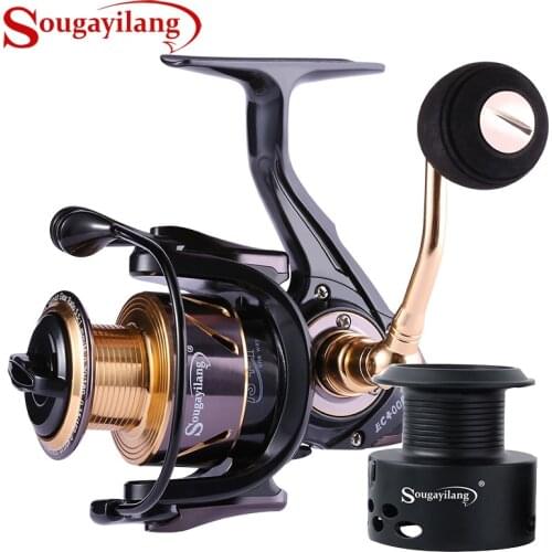 Sougayilang Fishing Reel 13+1BB Light Weight Ultra Smooth Aluminum Spinning Fishing Reel with Free Spare Graphite Spool De Pesca