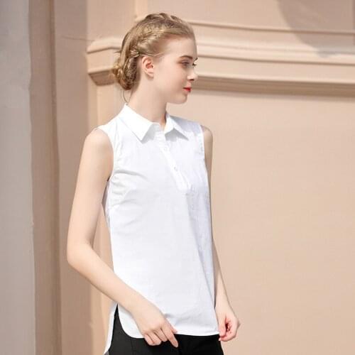 S-3XL Women White Shirt Summer 2021 New Fashion Elegant Office Lady Sleeveless Formal Undies Overshirt Slim Tanks Tops Female