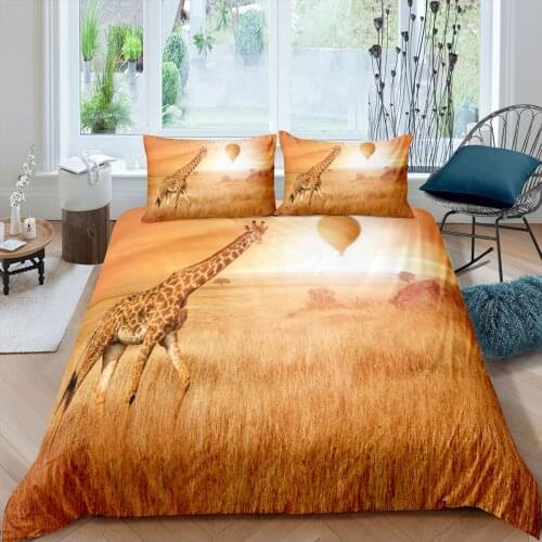 Giraffe Printed Duvet Cover Pillowcase 3D Animal Bedding Set Home Textiles 2/3 Pcs Soft Quilt Cover Single Double Queen King