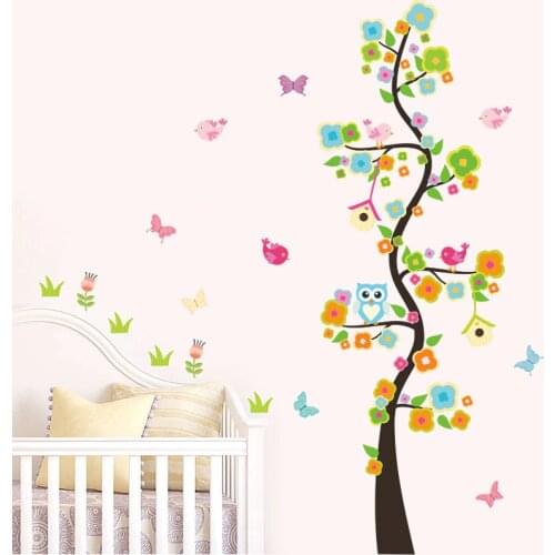 Owl birds flower butterfly tree removable wall stickers poster kids baby nursery bedroom decoration home decal decor mural