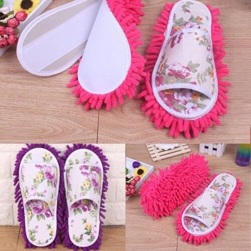 1pair Women Dust Mop Slippers For Bathroom Floor Cleaning Mop Cleaner Slipper Lazy Shoes Cover Microfiber Duster Cloth Cleaner
