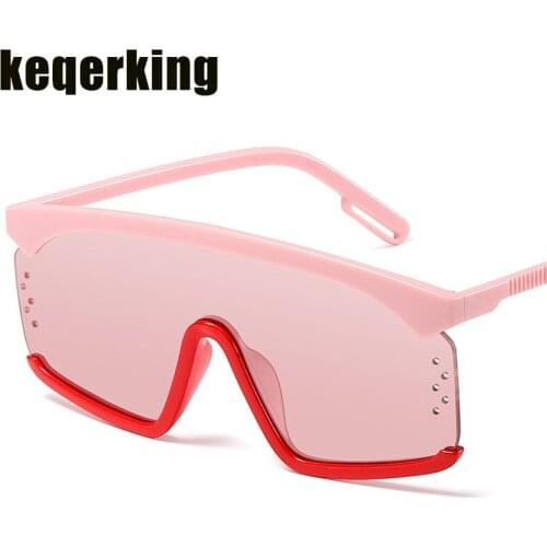 Oversized Shield Sunglasses for Women 2019 Luxury Brand Large Frame Ladies Shades Black Pink Sun Glasses Men Lunette Femme