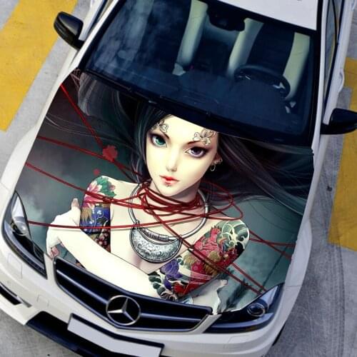 Car Styling Auto Vinyl Funny Car Stickers Animation Game Tattoo Sexy Girls Car Hood Sticker HD Waterproof Printing Sticker