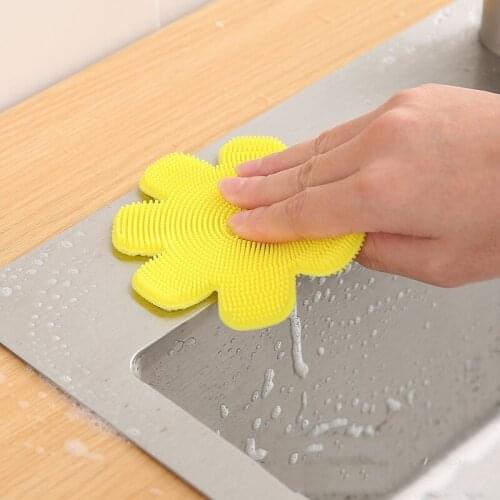 Kitchen Cleaning Brush Soft Silicone Dishwashing Brush Washing Rags Heat-Resistant Mat Dish Towel Fruit Vegetable Pot Pan Clean