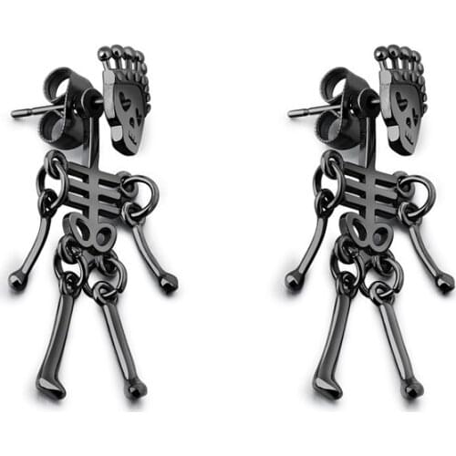 Vintage Unisex Skull Stainless Steel Stud Earrings For Women men Gold/Black/steel Color punk Female Ladies Daily Jewelry Gift