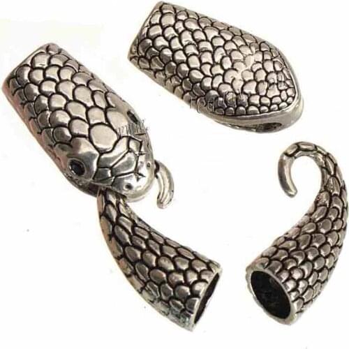 Diy bracelets clasps toggles hooks connectors animal snake 6mm round large hole silver metal jewelry findings 40*12*8mm 7 sets
