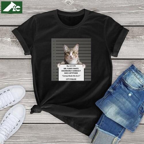 Funny Cat womens t shirt No. 121179 Mr. Furry Pants "Catnip Made Me Do It" kawaii cat t shirt girls cute blouses graphic tee men