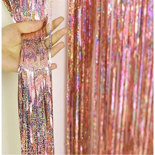 1*2M Wedding Party Backdrop Curtains Glitter Gold Tinsel Fringe Foil Curtain Birthday Decor Adult Anniversary Party Supplies