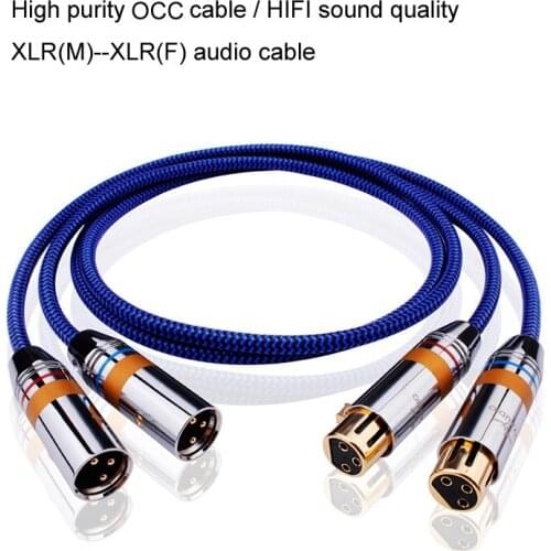 1 Pair HIFI XLR 3 PIN Cable High Performance 4-Core 6N OCC Male to Female Cable With Gold Plated Plug For Microphone Amplifier