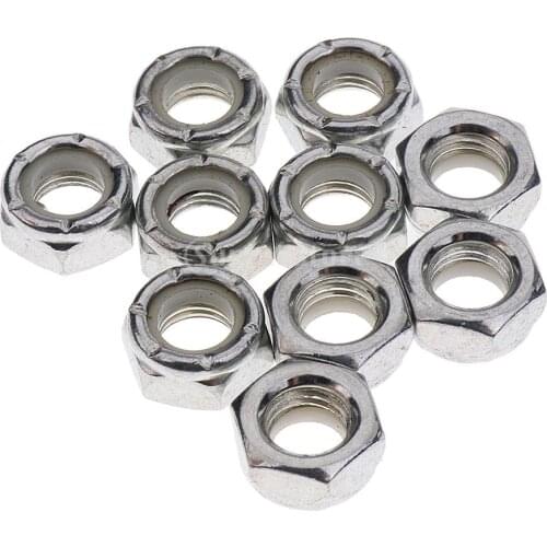 10pcs Skateboard Longboard Truck Wheel Axle Mounting Screw Nuts Replacement Silver