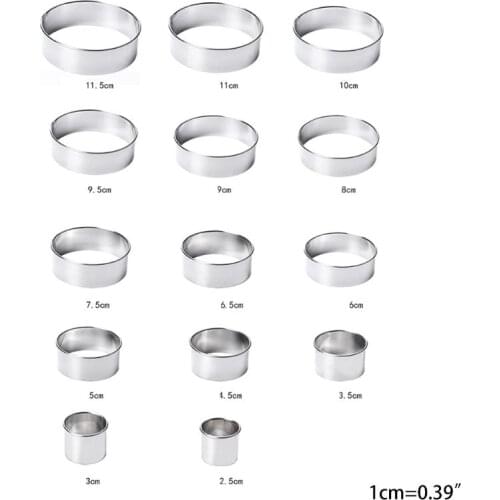 14 Pcs Open Cutter Round Cookie Molds Stainless Steel Sweet Moulds for Cooking H58C