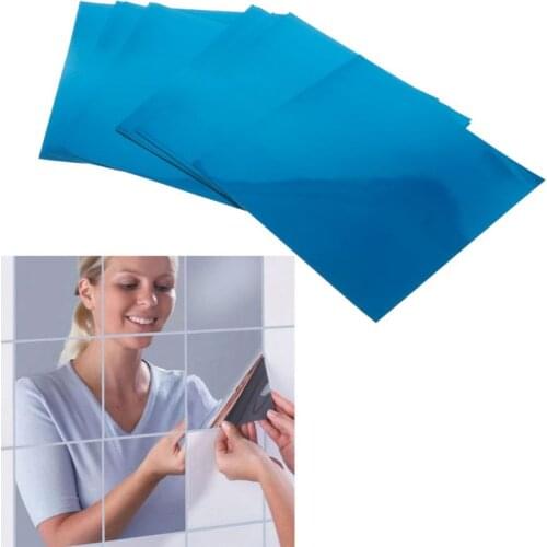 16Pcs Removable Square Flexible Mirror Wall Stickers Home Decor Non Glass Mirror Silver Hotselling A5YD