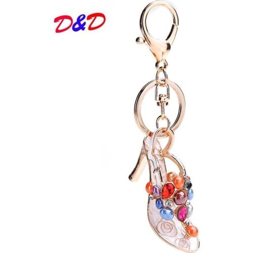 2020 High Heel Shoes Key chains Rhinestone Key ring Women Female Angel Wings Key Chain Fashion porte clefs