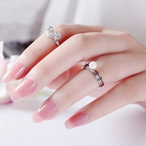 24Pc Clear Pink False Nails Acrylic UV Gel Full French Fake Nails Art Tips Tools