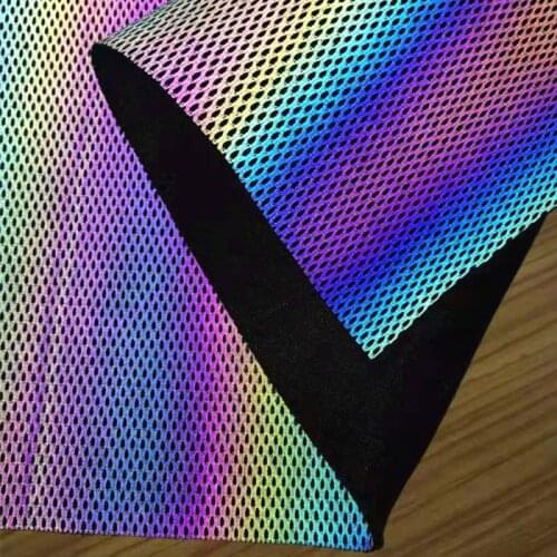45x137cm Colorful Reflective Mesh Fabric DIY Patchwork Sew-On Craft Shoes Cushions Bags Clothing Material Supplies